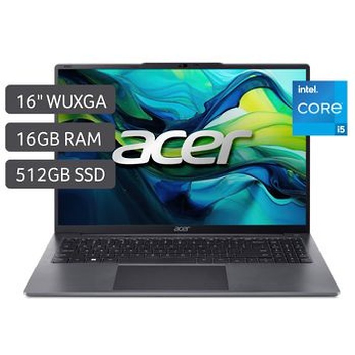 Acer Extensa 16 EXO16-51-55WJ, Intel Core Ultra 5 115U (up to 4.2GHz, 10MB), 16" WUXGA (1920x1200) IPS, 16GB LPDDR5 (on board), SSD 512GB PCIe, Intel Graphics, TPM 2.0, Wi?Fi 6, BT 5.1, FHD cam, No OS, Lunar Grey + Acer Notebook Starter Kit 16"