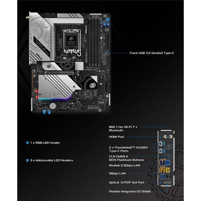 Дънна платка ASRock Z890 TAICHI LITE WIFI, LGA 1851, DDR5