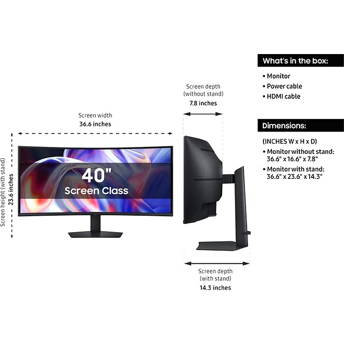 Samsung 40" 40H850 VA LED CURVED WUHD 5120 x 2160 144Hz 4ms USB-C LAN Thunderbolt 5.0 Speaker Black