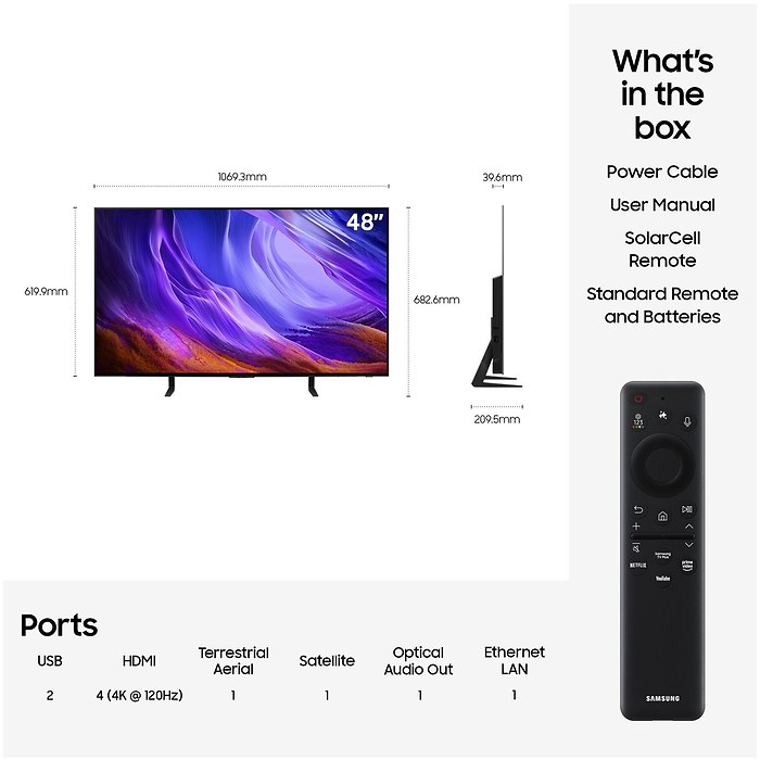 Samsung 48" 48S85H OLED AI Smart UHD 4K Model 2026 Black