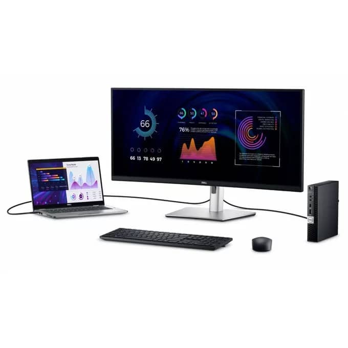 Dell P3424WE, 34" Curved, WQHD AG, IPS, 21:9, 5ms, 1000:1, 300 cd/m2, (3440x1440 ), 99% sRGB, HDMI, DP, USB-C PD of up to 90W, USB 3.2 hub, KVM ports, RJ45, ComfortView Plus, Height Adjustable, Swivel, Tilt, Black