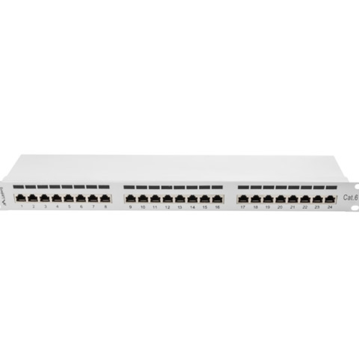 Lanberg patch panel 24 port 1U CAT.6 shielded, grey (тъмнейл - 2)