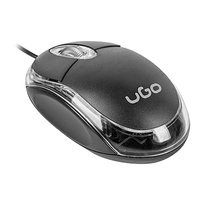 uGo Mouse simple wired optical 1200DPI, Black (тъмнейл - 2)