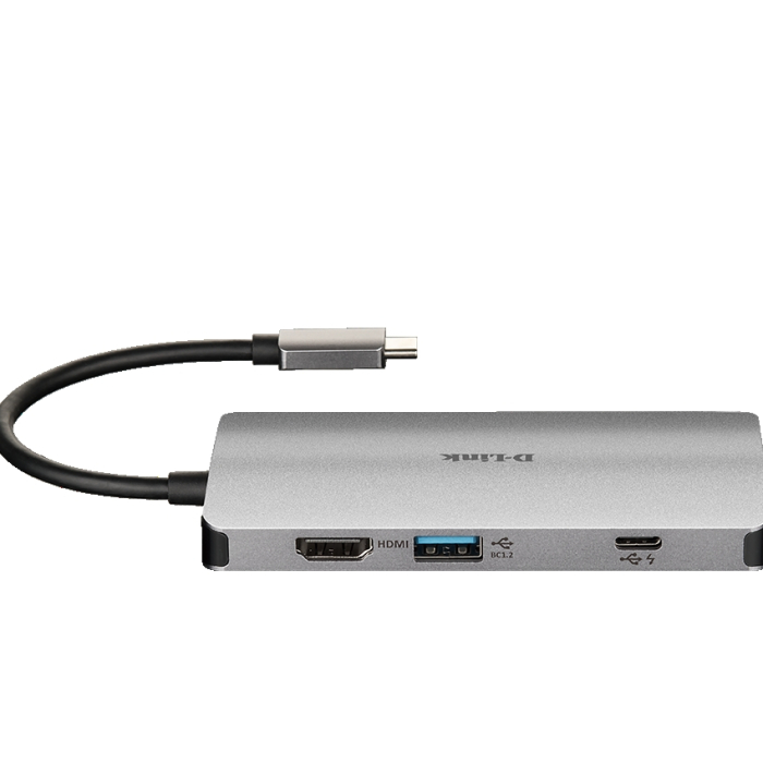 D-Link 8-in-1 USB-C Hub with HDMI/Ethernet/Card Reader/Power Delivery (тъмнейл - 1)