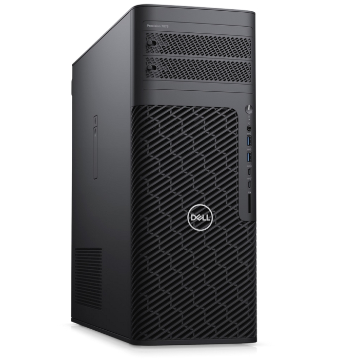 Dell Precision 7875 Tower, AMD Ryzen Threadripper PRO 7955WX (64 MB cache, 16 cores, 4.5GHz to 5.3GHz), 64 GB: 2x32 GB, DDR5, 4800 MT/s, RDIMM, ECC, 512 GB SSD PCIe M.2, NVIDIA T1000, 8 GB GDDR6, 4 mDP to DP adapters, KB&M, 1000W, Win 11 Pro Pro, 3Yr