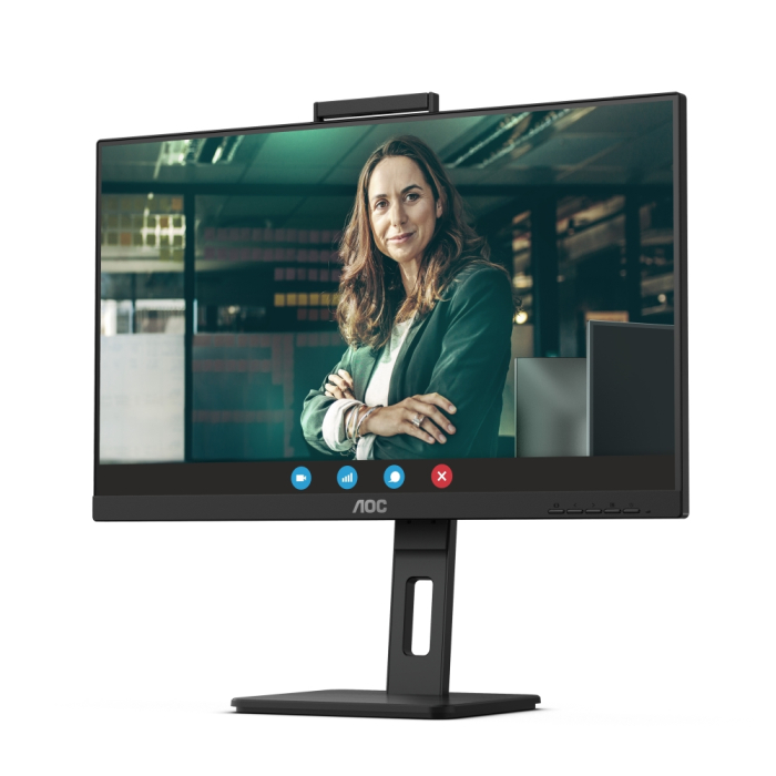 AOC 24P3CW, 23.8" IPS WLED, 1920x1080@75Hz, 4ms GtG, 300cd m/2, 1000:1, DCR 50M:1, AdaptiveSync, FlickerFree, Low Blue Light, 5Wx2, 5MP Windows Hello, Tilt, Height Adjust, Pivot, Swivel, HDMI, DP, RJ45, USB hub (тъмнейл - 2)