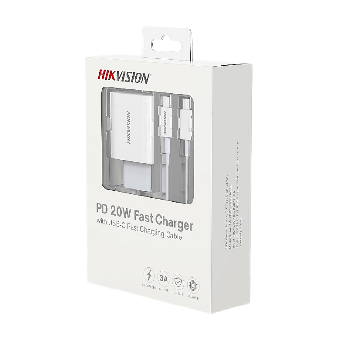 Hikvision Phone Charger KIT, 20W fast charger plus USB C to C fast charging cable на супер цена