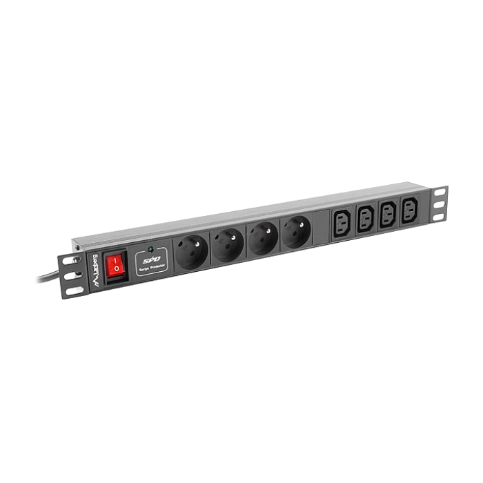 Lanberg power distribution unit (PDU) 19"1U 10A 8 SOCKETS 2M, black (тъмнейл - 1)