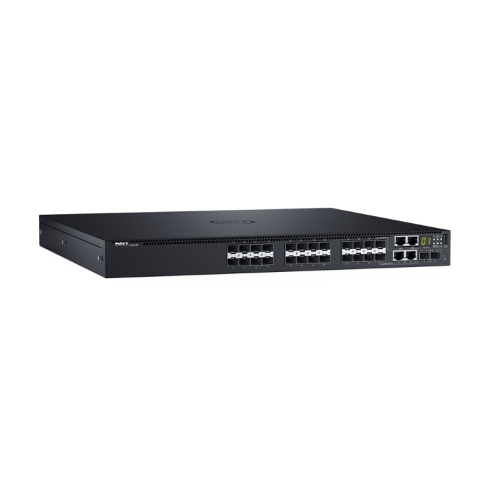 Dell Networking S3124F, L3, 24x 1GbE SFP, 2xCombo, 2x 10GbE SFP+ fixed ports, Stacking, IO to PSU air, 1x AC PSU, 3Y PS NBD, STOCK Smart Value, 210-AIMS (тъмнейл - 1)