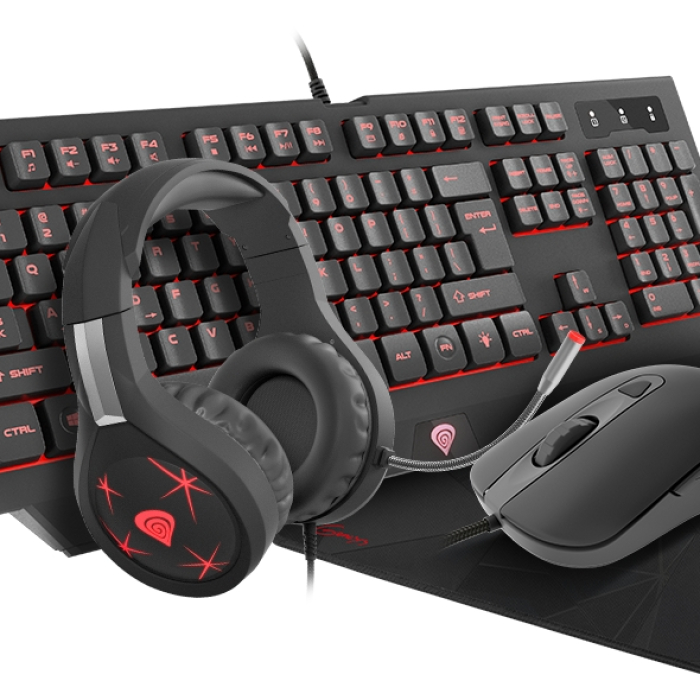 Genesis Gaming Combo Set 4In1 Cobalt 300 Keyboard + Mouse + Headphones + Mousepad, Yu Layout