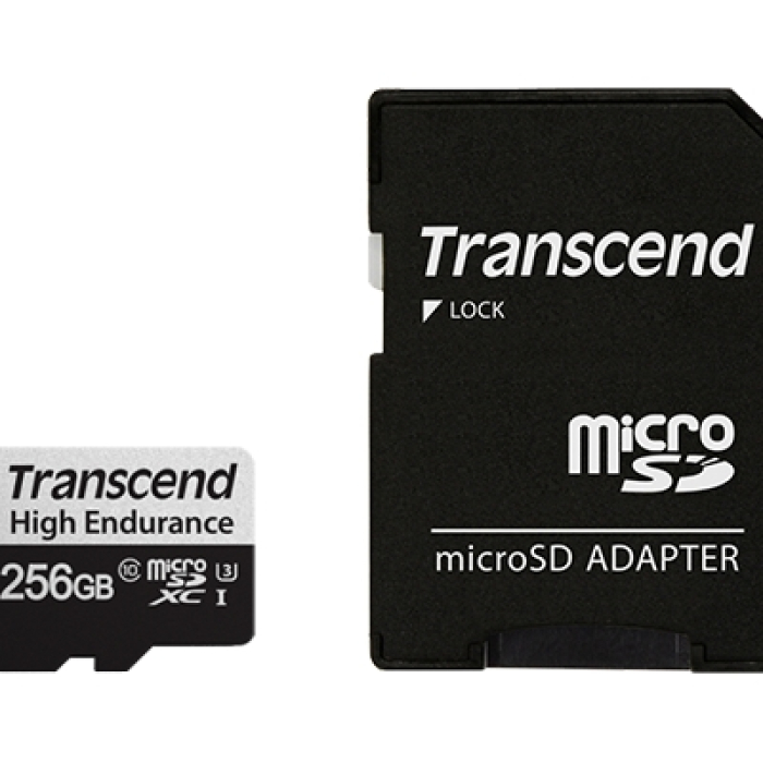 Transcend 256GB micro SD w/ adapter U3, High Endurance на супер цена