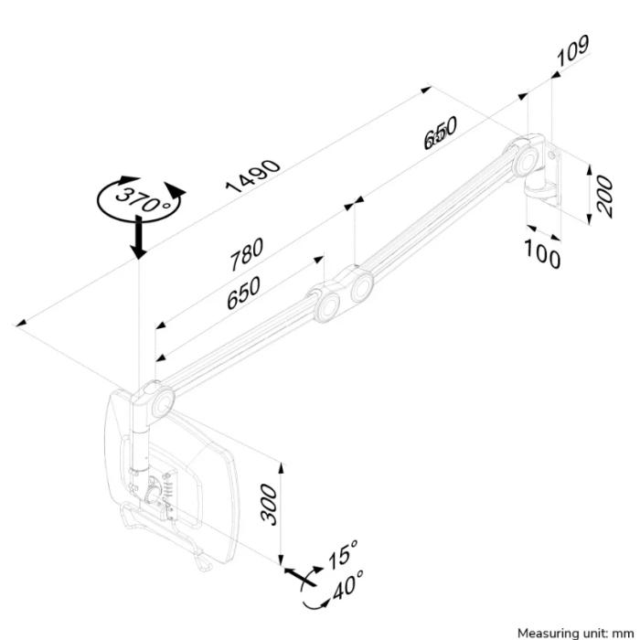 Neomounts by Newstar Medical Monitor Wall Mount (Full Motion gas spring) for 10"-27" Screen - White (тъмнейл - 3)