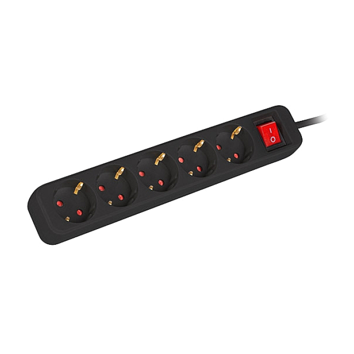 Lanberg power strip 3m, 5 sockets, french with circuit breaker quality-grade copper cable, black