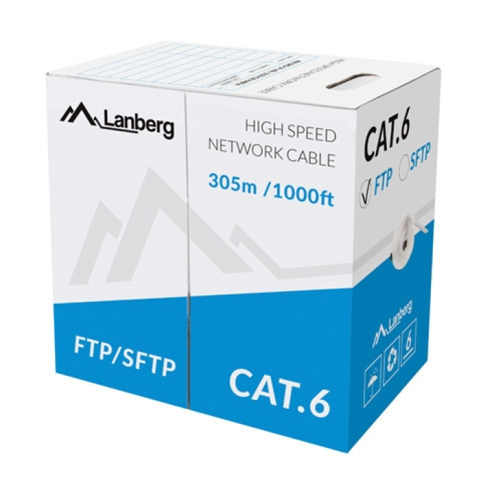 Кабел - Lanberg Lan Cable FTP Cat.5e 305m Solid CU CPR Fluke Passed Grey на супер цена