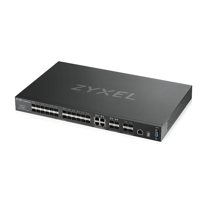 Zyxel XGS4600-32F L3 Managed Switch, 24 port Gig SFP, 4 dual pers. and 4x 10G SFP+, stackable, dual PSU (тъмнейл - 1)