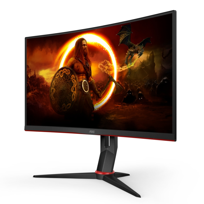 AOC CQ27G2S/BK, 27" Curved 1500R VA WLED, 2560x1440@165Hz, 4ms GtG, 1ms MPRT, 250cd m/2, 3000:1, DCR 80M:1, Adaptive Sync, FlickerFree, Low Blue Light, Tilt, Height Adjust, Swivel, 2xHDMI, DP (тъмнейл - 1)