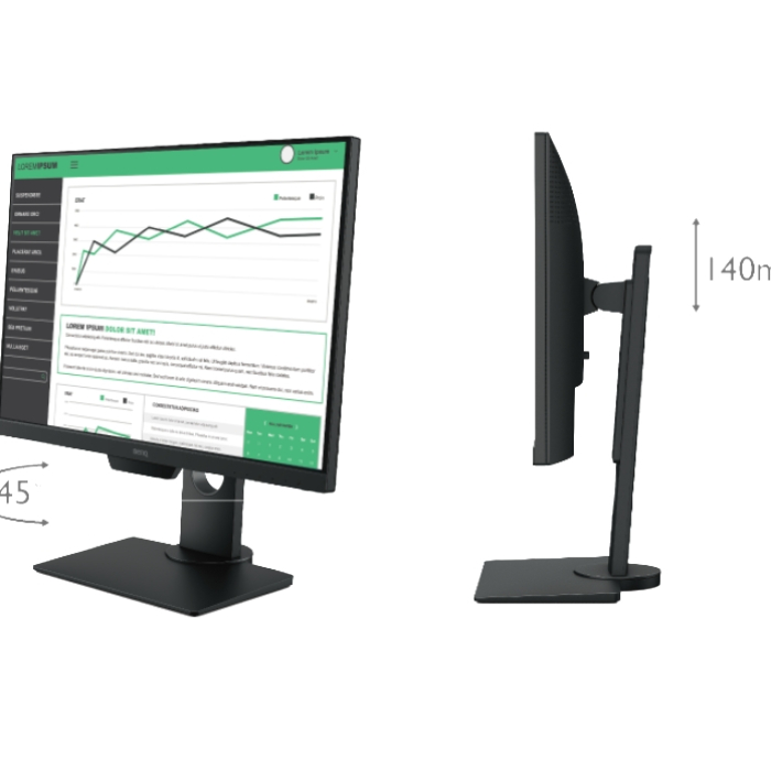 BenQ BL2581T, 25" IPS, 5ms, 1920x1200, 16:10, Ergonomic, Business Monitor, Slim Bezel, AG, Eye Care Technology, FF, B.I., LBL, 72% NTSC, 1000:1, DCR 20M:1, 300cd/m2, VGA, HDMI, DP, DVI-D, USB Hub, Speakers, Height Adj., Pivot, Swivel, Tilt, Black (тъмнейл - 2)