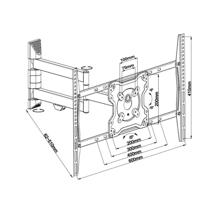 Neomounts by NewStar Flat Screen Wall Mount (3 pivots & tiltable) (тъмнейл - 2)