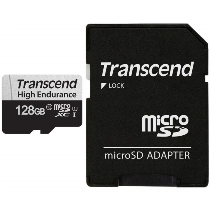 Transcend 128GB micro SD w/ adapter U1, High Endurance на супер цена