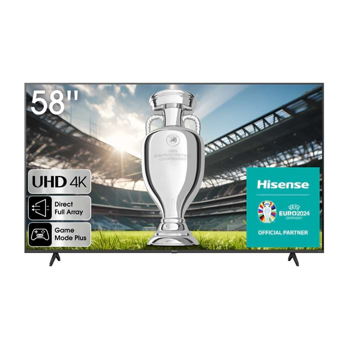 Hisense 58" A6K, 4K Ultra HD 3840x2160, DLED, DFA, Precision Colour, HDR 10+, HLG, Dolby Vision, DTS Virtual X, Smart TV, WiFi, BT, AnyView Cast, Gaming Mode, 1xHDMI2 eArc, 2xHDMI, 2xUSB, LAN, CI+, DVB-T2/C/S2, Black