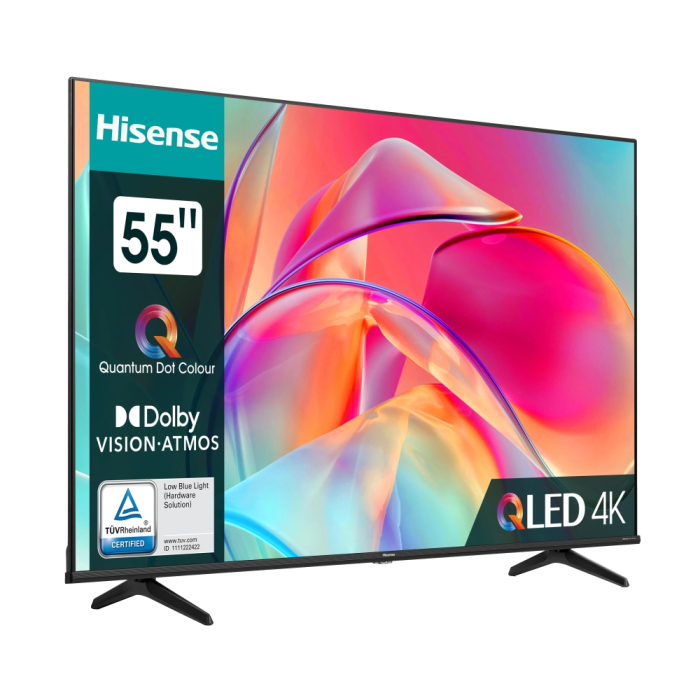 Hisense 55" E7KQ, 4K Ultra HD 3840x2160, QLED, Quantum Dot, HDR 10+, HLG, Dolby Vision, DTS Virtual X, Smart TV, WiFi 5GHz, WiFi Direct, BT, Anyview Cast, 3xHDMI, 2xUSB, LAN, CI+, DVB-T2/C/S2, Black (тъмнейл - 1)