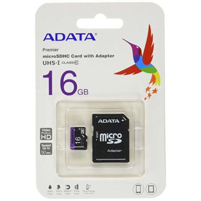 ADATA 16GB MicroSDHC UHS-I CLASS 10 (with adapter) (тъмнейл - 1)