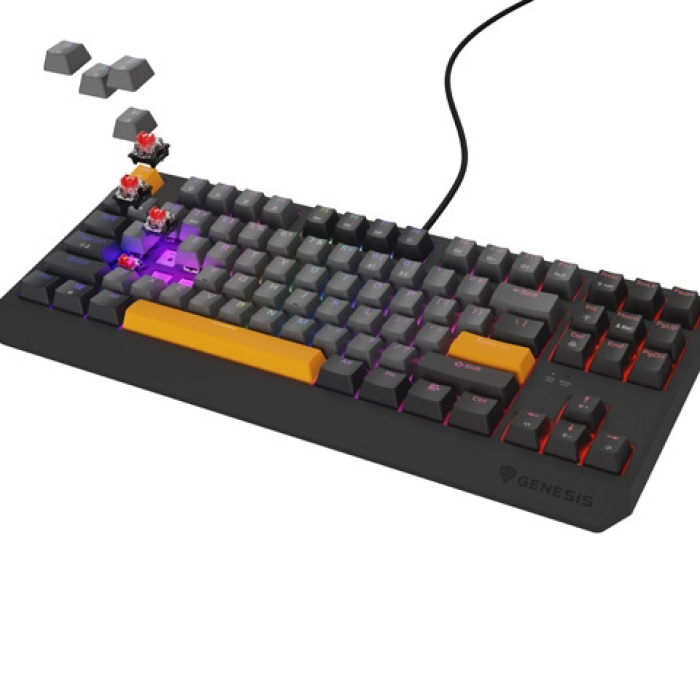 Genesis Gaming Keyboard Thor 230 TKL Anchor Gray Negative US RGB Mechanical Outemu Red (тъмнейл - 4)