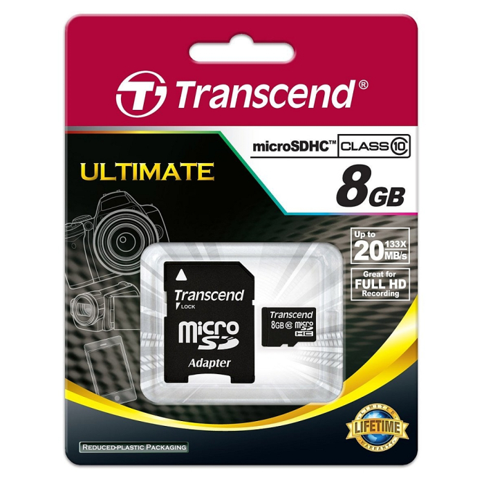 Transcend 8GB micro SDHC (with adapter, Class 10) (тъмнейл - 2)