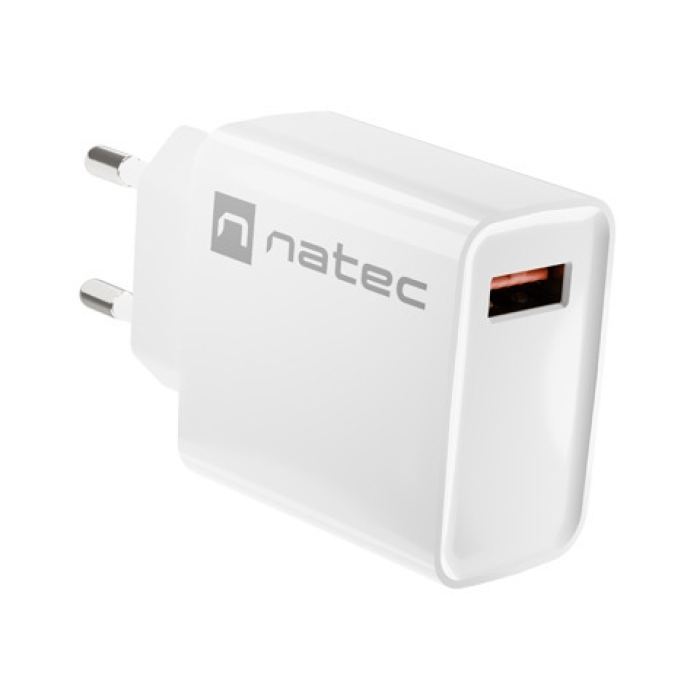 Natec USB Charger Ribera 1X USB-A 18W, White (тъмнейл - 1)