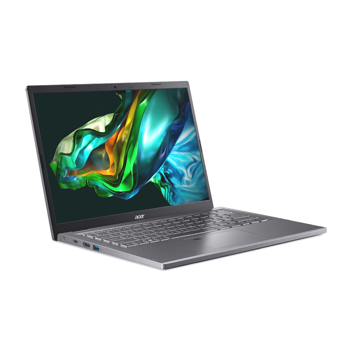 Acer Aspire 5, A514-56M-37LP, Core i3-1315U (up to 4.5GHz, 10MB), 14" WUXGA IPS SlimBezel, 16GB DDR5, 512GB PCIe NVMe SSD, Intel UMA, FHD Cam, Wi-Fi 6AX, BT, FP, KB Backlit, No OS, Gray (тъмнейл - 1)