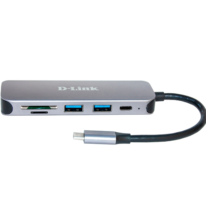 D-Link 5-in-1 USB-C Hub with Card Reader (тъмнейл - 1)