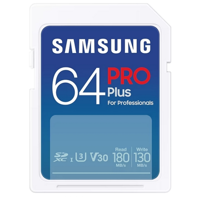 Samsung 64GB SD Card PRO Plus, UHS-I, Read 180MB/s - Write 130MB/s на супер цена