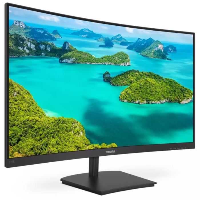 Philips 241E1SC, 23.6" Curved 1500R VA WLED, 1920x1080@75Hz, 4ms GTG, 250cd/m2, 3000:1, Mega Infinity DCR, FreeSync, FlickerFree, Low Blue Mode, Tilt, D-SUB, HDMI (тъмнейл - 1)