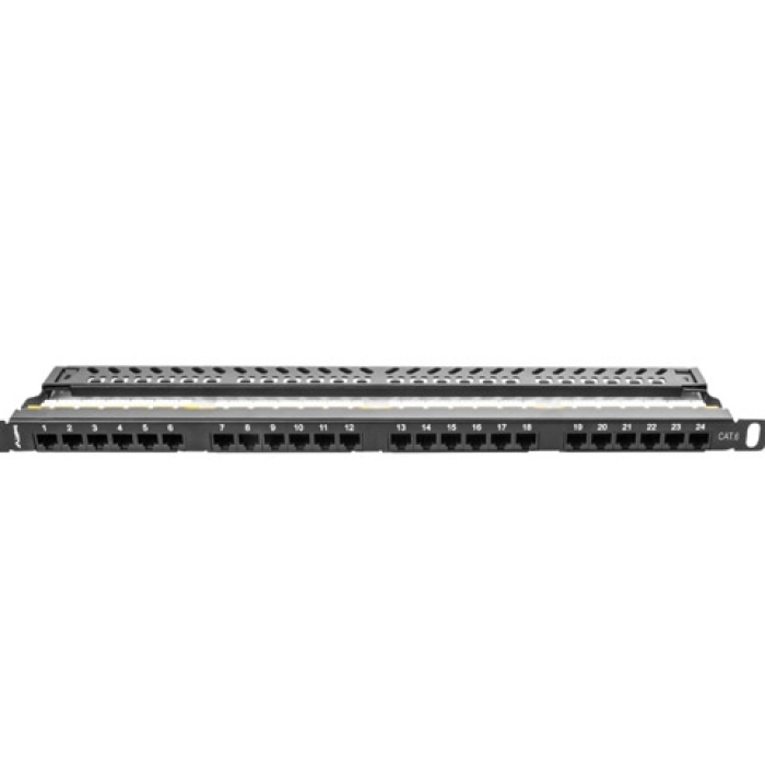 Lanberg patch panel 24 port 0.5U CAT.6, black (тъмнейл - 3)