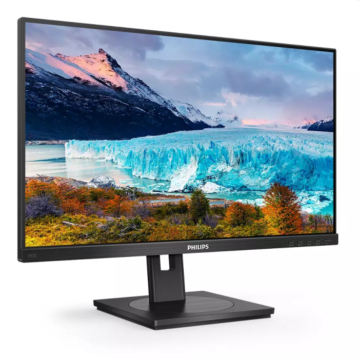 Philips 243S1, 23.8" Wide IPS LED, 4 ms, 1000:1 50M:1 DCR, 250cd/m2, 1920x1080@75Hz, HDMI, DVI, USB-C 3.2, Tilt, Pivot, Swivel, Height Adjust, Speakers, Black (тъмнейл - 1)