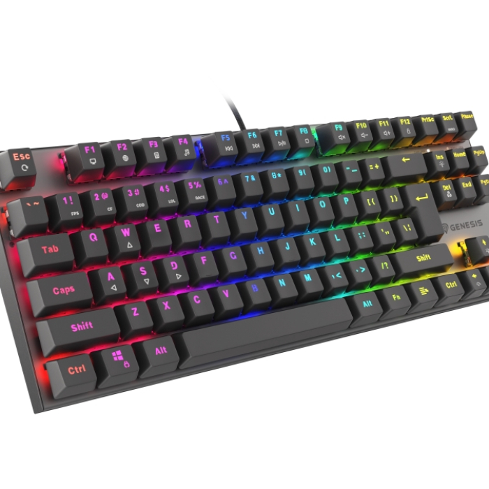 Genesis Mechanical Gaming Keyboard Thor 303 TKL RGB Backlight Red Switch US Layout Black (тъмнейл - 1)