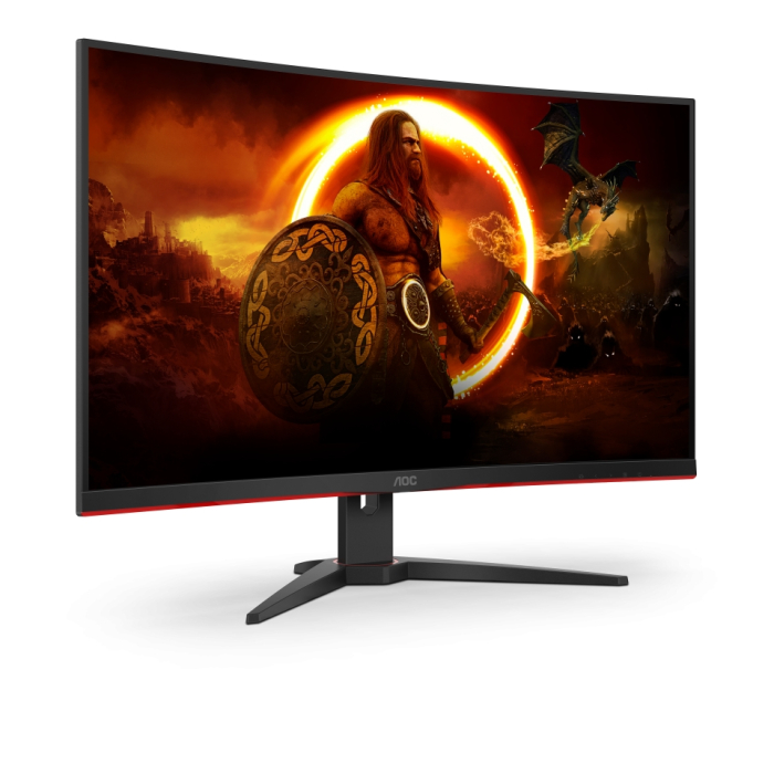 AOC C32G2ZE/BK, 31.5" Curved 1500R, VA, WLED, 1920x1080@240Hz, 4ms GtG, 1ms MPRT, 300cd/m2, 4000:1, DCR 80M:1, FreeSync, FlickerFree, Low Blue Light, Tilt, 2xHDMI, DP (тъмнейл - 2)