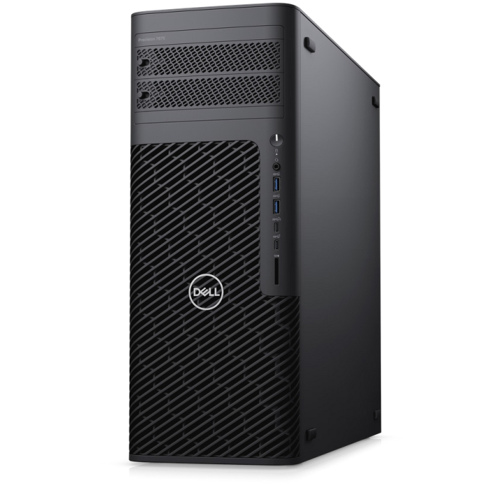 Dell Precision 7875 Tower, AMD Ryzen Threadripper PRO 7985WX (256 MB cache, 64 cores, 3.2GHz to 5.1GHz), 64 GB: 2x32 GB, DDR5, 4800 MT/s, RDIMM, ECC, 2x 1TB SSD PCIe M.2, NVIDIA A4000, 16 GB GDDR6, 4 DP, KB&M, 1000W, Win 11 Pro Pro, 3Yr PS (тъмнейл - 1)