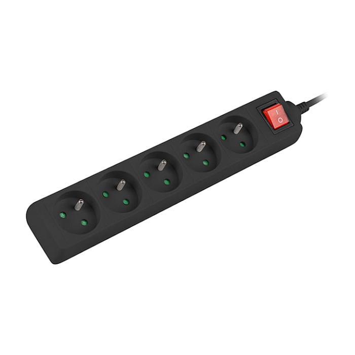 Lanberg power strip 1.5m, 5 sockets, french with circuit breaker quality-grade copper cable, black