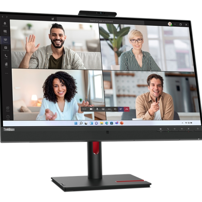 Lenovo ThinkVision T27hv-30 27" IPS, WLED, 16:9, 2560x1440, 4ms, 1000:1, 75Hz, 5MP IR&RGB camera, 5Wx2 Speakers, USB-C, HDMI, DP, RJ45, Tilt, Swivel, Pivot, Height Adjust Stand (тъмнейл - 2)