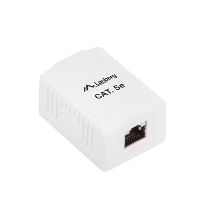 Lanberg surface-mount box CAT.5e FTP shielded 1X RJ45, white (тъмнейл - 1)