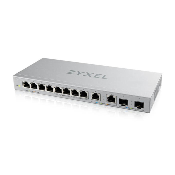 ZyXEL XGS1010-12 v2, 12-Port Gigabit Unmanaged Switch with 8-Port 1G + 2-Port 2.5G + 2-Port SFP+ (тъмнейл - 1)