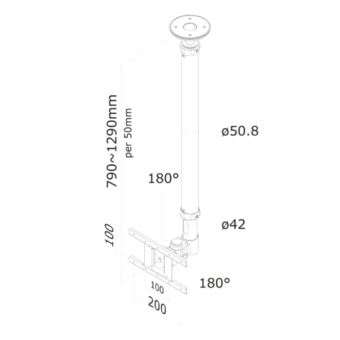 Neomounts by NewStar Flat Screen Ceiling Mount (Height: 79-129 cm) (тъмнейл - 2)