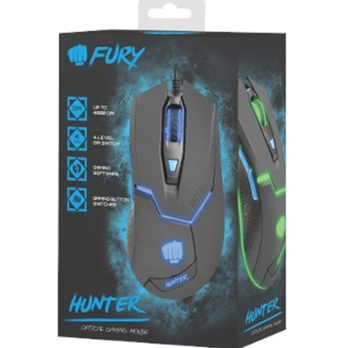 Fury Gaming mouse, Hunter 4800DPI, optical with software, Black (тъмнейл - 3)