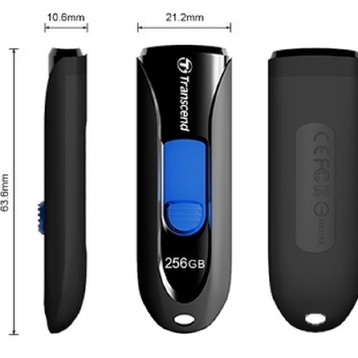 Transcend 256GB, USB3.1, Pen Drive, Capless, Black (тъмнейл - 4)