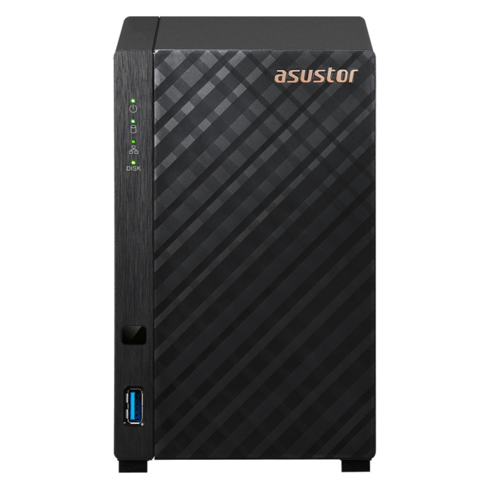 Asustor AS1102TL, 2 bay NAS, Realtek RTD1619B, Quad Core, 1.7 GHz, 1GB DDR4 (not expandable), 1GbE x1, USB 2.0 x1, USB3.2 Gen1 x1, WOW (Wake on WAN), System Sleep Mode