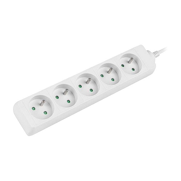 Lanberg power strip 1.5m, 5 sockets, french quality-grade copper cable, white