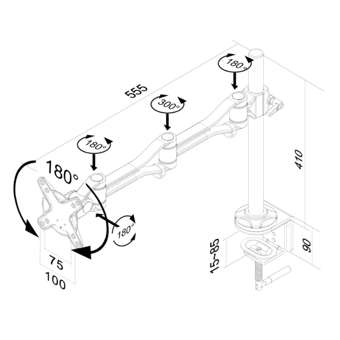 Neomounts by NewStar Flat Screen Desk Mount (clamp) (тъмнейл - 2)