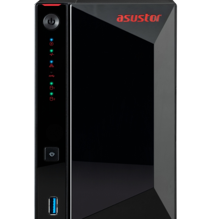 Asustor AS5202T, 2-Bay NAS, Intel Celeron J4005 Dual-Core 2.0 GHz (burst up 2.7 GHz), 2GB SO-DIMM DDR4 (Max. 8GB), 2x 2.5 GbE, 2x 2.5"/3.5" SATA3 HDD or SSD, 3x USB 3.2 Gen 1 Type A, WOW (Wake on WAN), WOL, System Sleep Mode, AES-NI hardware enc