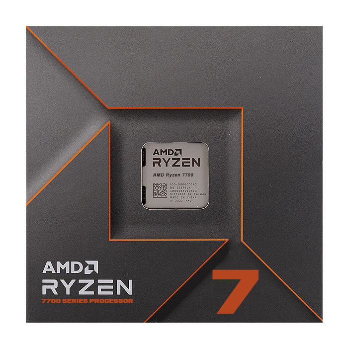 AMD Ryzen 7 7700X 8C/16T (4.5GHz / 5.4GHz Boost, 40MB, 105W, AM5), поглед кутия